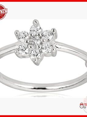 14K Gold Simulated Diamond CZ Flower Nose Ring Body Jewelry 20 Gauge